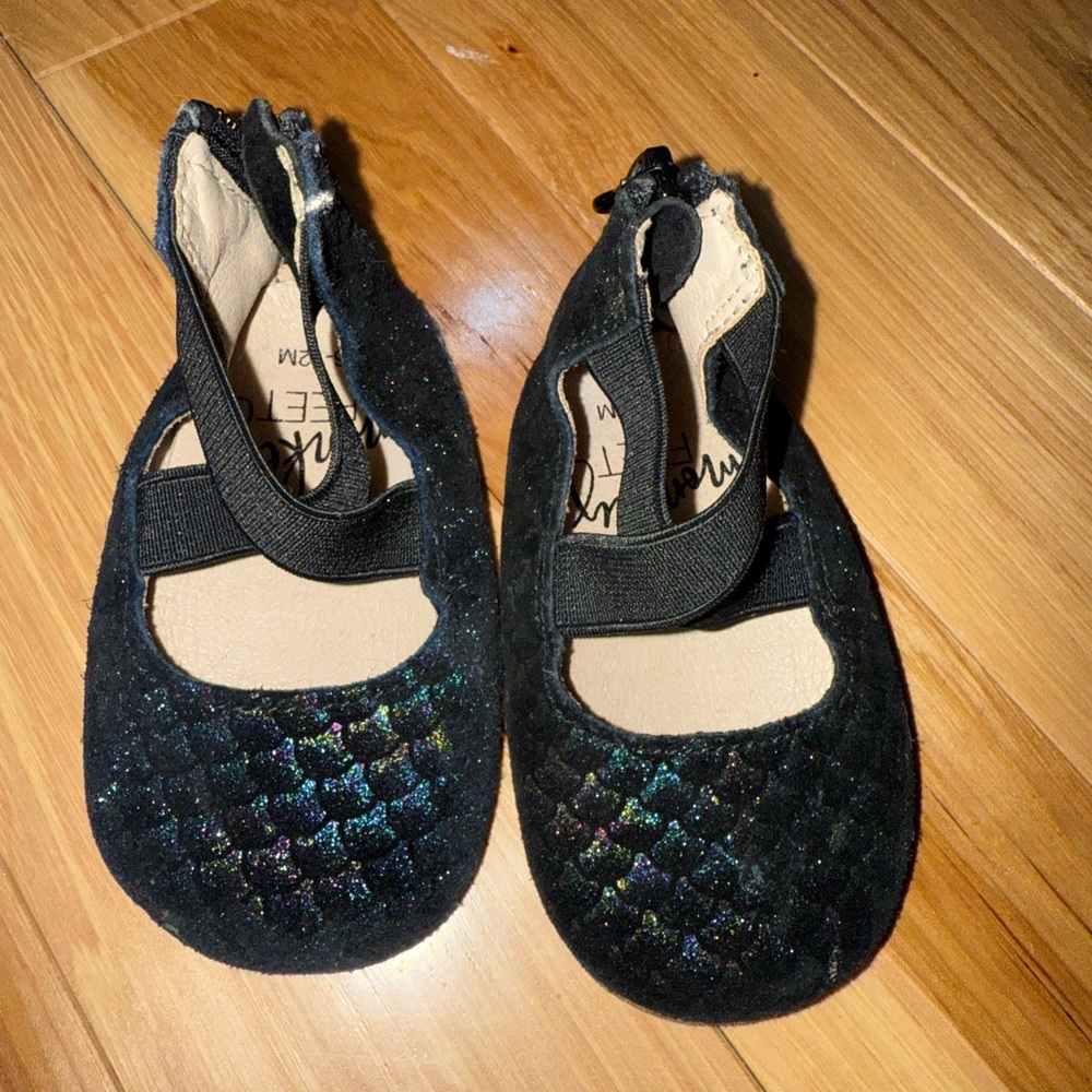 Black Mermaid Print Kids Shoes